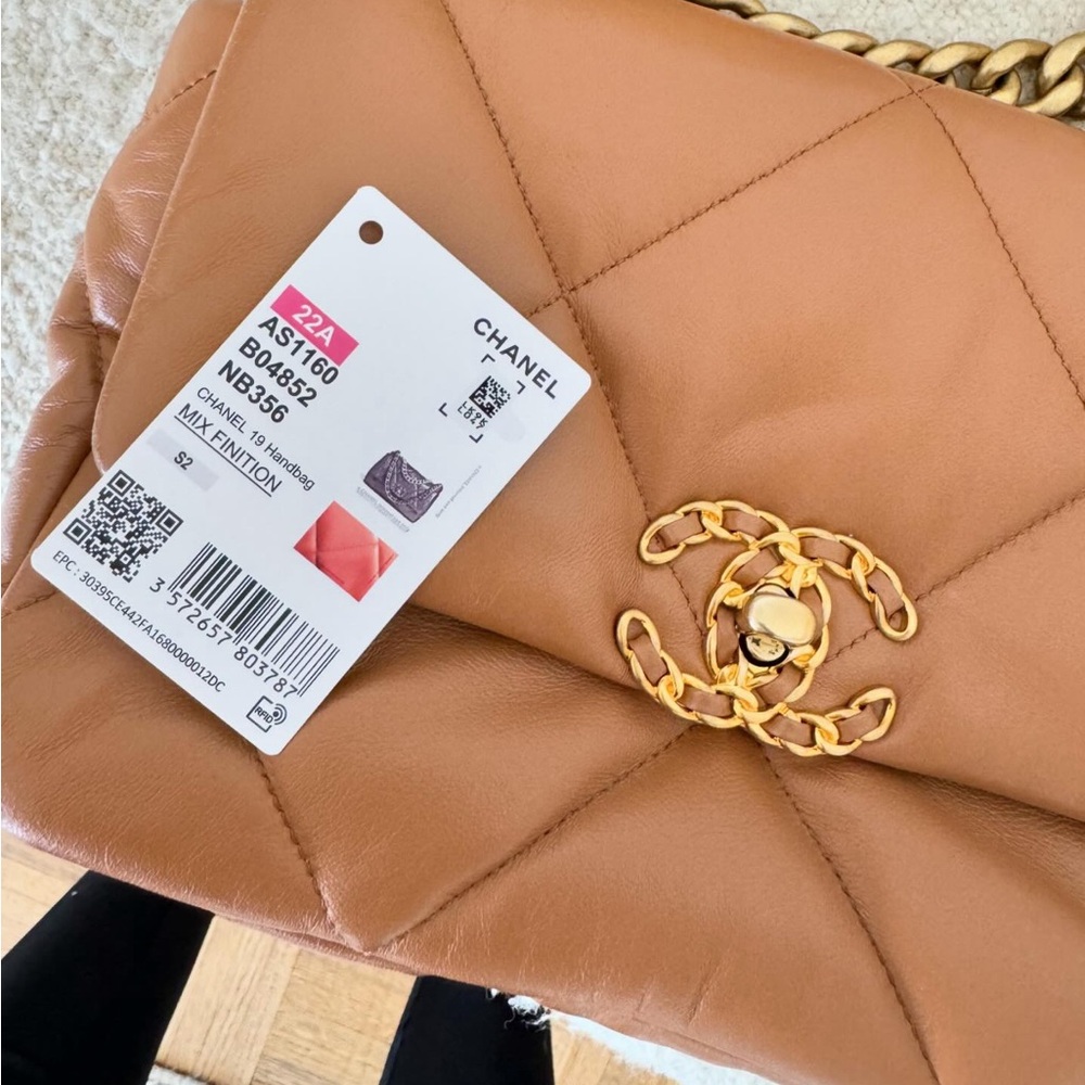 Chanel brown 19 lambskin handbag